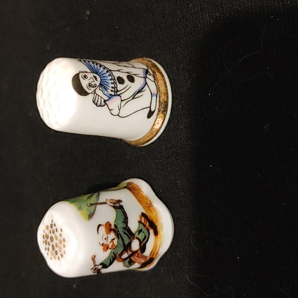 Set Of 2  Collectible Clown thimbles, Vintage